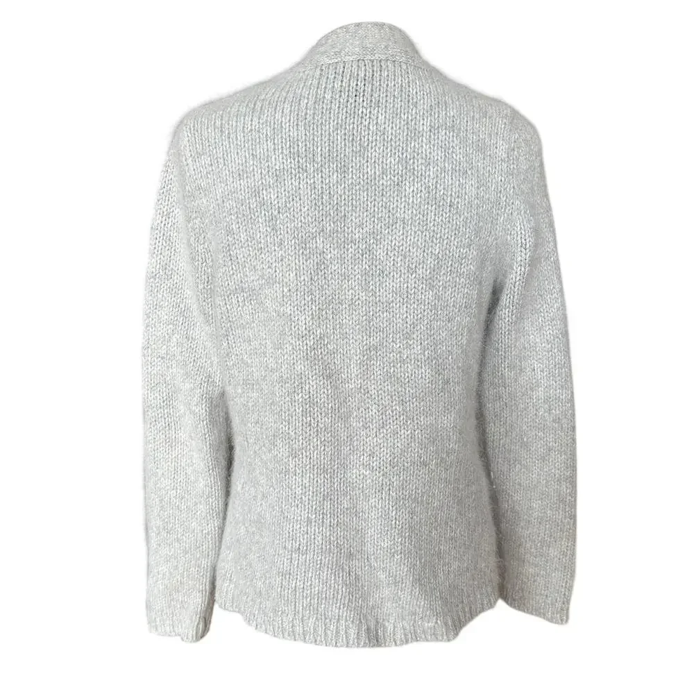 Sarah Spencer Grey Angora Lambswool Blend Single Button Knit Cardigan‎ Sweater L